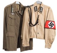 A group of five reproduction German uniforms.