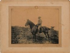 Sir John Henry Kennaway (1837-1919) A black and white photograph on horseback in 3rd Volunteer