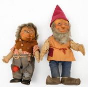 A pair of Steiff Gucki and Mecki felt figures: both with moulded heads and painted faces over cloth