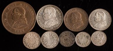 A collection of Vatican coins: including a higher grade 1867 4 soldi, 1867 2 lira, 1871 1 lira,