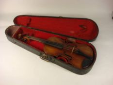 A Czechoslovakian viola: scroll carved headstock over ebony finger board and body with two piece