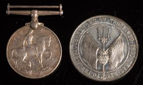 A WWI War Medal 'J2895 W Beale AR RN' with Jutland medallion: