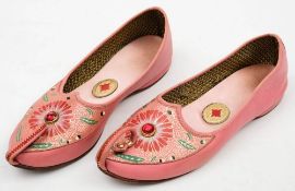 A pair of 1940s pink leather 'Lillibet' shoes by Burgess of London, size 5,