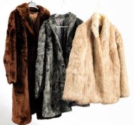 A group of five various fur coats including a grey Astrakhan coat: (5)