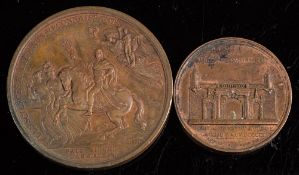 A Napoleonic 55mm 'Boneparte General...Lan 6' medallion with 40mm 'Port de Corinthe' medallion.