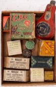 A collection of early 20th century cartridge boxes and powder flasks etc.