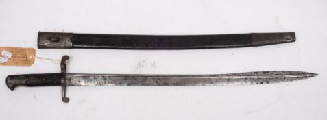 An 1855 pattern British Volunteer bayonet: the straight pipe back blade stamped 'C Chavasse',