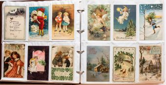 An album of late 19th/early 20th century Greeting Postcards for Christmas, Easter,