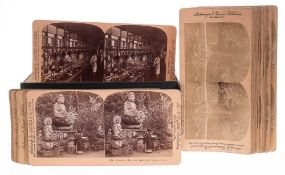 A collection of early 20th century stereoscopic cards,: mostly world topographical,