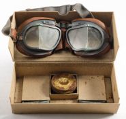 A pair of Air ministry issue Mark VIII goggles in original box of issue: with spare shaded lenses