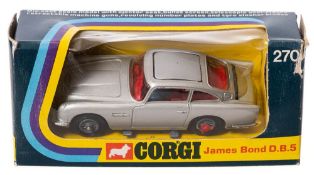 Corgi No 270 'James Bond' Aston Martin DB5: silver, red interior and red tyre slashers,