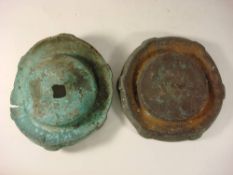 Two late 19th /early 20th century 10 inch obturating plates for '9 Gun': stamped as per title to