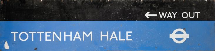 London Underground enamel Tottenham Hale 'Way Out' sign by Burnham, London,: 182 x 44cm.