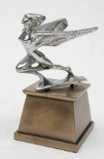 An early 20th century Humber Goddess car mascot: nickel plated and mounted on a later resin plinth,