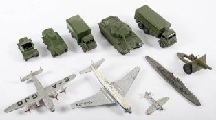 A group of six Dinky military vehicles including an Armoured Personnel Carrier,