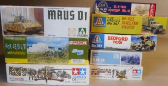 Tamiya, Dragon, Italeri and others, a collection of 1/35th scale construction kits,