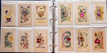 An album of early Edwardian and later silk greetings cards: including Christmas,