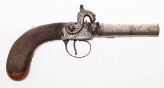 A 19th Century percussion cap box lock pistol by Hilliard,