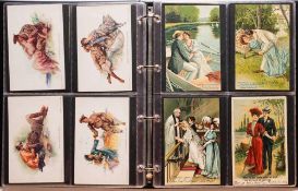 An album of approximately 120 sets and part sets of 'Morality' and humorous anecdote postcards,