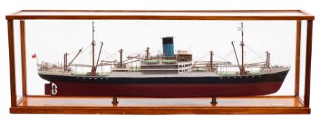 A cased scale model of the Blue Funnel Line passenger/ cargo steamer 'SS Automedon': by Trade wind