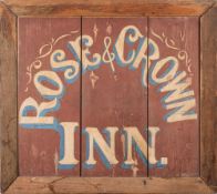 An early 20th century hand painted public house sign for the 'Rose & Crown Inn',