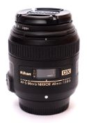 A Nikon 40mm f2.8 AFS DX lens in original box.