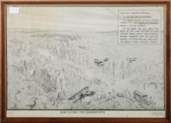 A WWI RAF Technical Diagram 'Low Flying-The Crooked Path': framed and glazed, 41.5 x 59cm.
