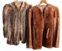A mid 20th century fur cape by Packards, together with a 1940-50s wool jacket: (2).