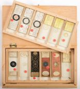 A group of thirteen microscope slides and micro photographs,: comprising;- 'Sturgeon's Tablet,