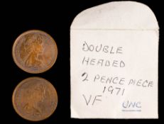 A double headed 1971 2 pence piece: