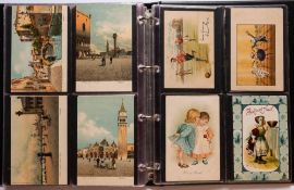 An album of approximately 197 postcards including Raphael Tuck & Sons Ltd.
