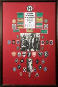 Two framed sets of reproduction German cloth badges: $$To be included in the Sporting &