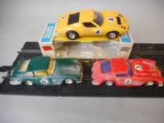 Scalextric, C/9 Ferrari with yellow bodywork, boxed: together with C69, Ferrari G.T.