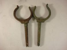 A pair of bronze Admiralty pattern rowlocks,: 26cm long .