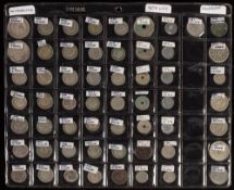 Two sheets of coins, mainly Swiss and Belgium: including silver and 1844 Belgium 1 franc,
