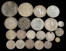 A small group of English and foreign silver coins.