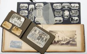 An early 20th century photograph album: containing an image of a hunt titled 'THH' by 'W M Crockett,