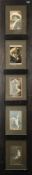 A framed group of five postcards of early actors including Olive Sloane, Temple Bell,