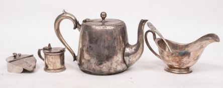A group of five pieces of shipping line silver plated tablewares,