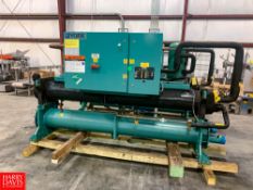 York Skid Mounted Chiller Model YCWL0056SE46XACDT, S/N 11551N65843117, R 410 Refrigerant