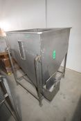 S/S Single Wall Hopper, Mounted on S/S Frame with Fork Inserts, Overall Dims.: Aprox. 62