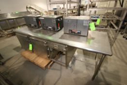 S/S Counter, with (2) Refrigeration Compartments, Overall Dims.: Aprox. 100