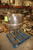 Groen 100 Gal. Jacketed S/S Kettle, Model N 100 SP, BN 17386, with Lee S/S Bridge Agitator, S/S