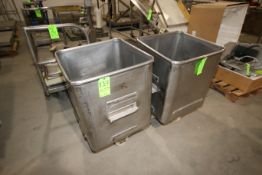 S/S Portable Dump Totes, Internal Dims.: Aprox. 24