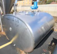 DeLaval 600 Gal. Bulk Cooler / S/S Oval Style Farm Tank, SN 71684, Freon Jacketed, with Top