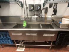 3-Bowl S/S Sink with High Pressure Spray Nozzle, Approx. 120