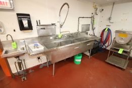 S/S Triple Bowl Sink, with Spray Nozzel, Overall Dims.: Aprox. 107