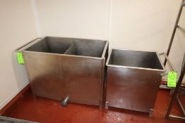 S/S Totes, (1) with Dual Internal Compartment, Both with S/S Drain Discharge (LOCATED IN GLOUCESTER,