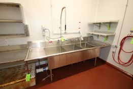 Amtekco S/S Triple Bowl Sink with Spray Nozzel, Overall Dims.: Aprox. 108