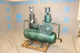 Dual Motor 3 hp Vacuum Compressor, with Horizontal Air Receiver Tank, with (2) TEFC 1750 RPM Motors,